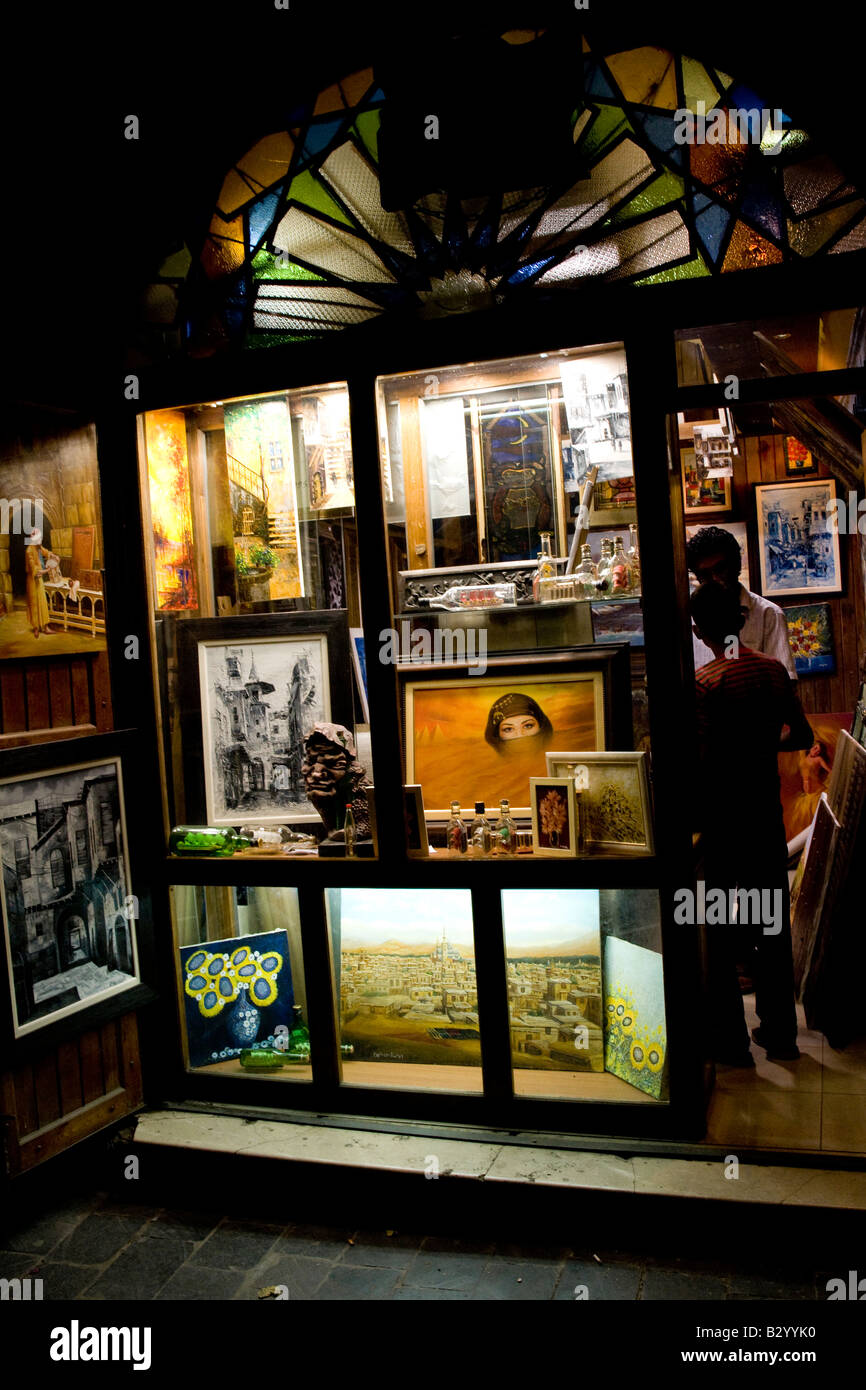 Syria. An art shop in the old part of Damascus full of fascinating items Stock Photo