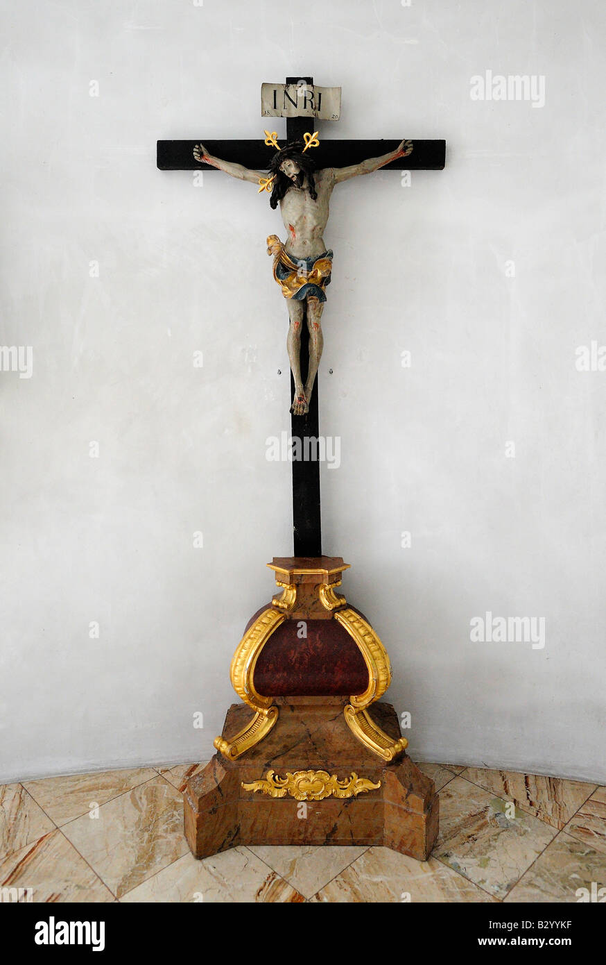 Christ on the Cross in the Klosterkirche Church in Fussen Bavaria Germany Stock Photo
