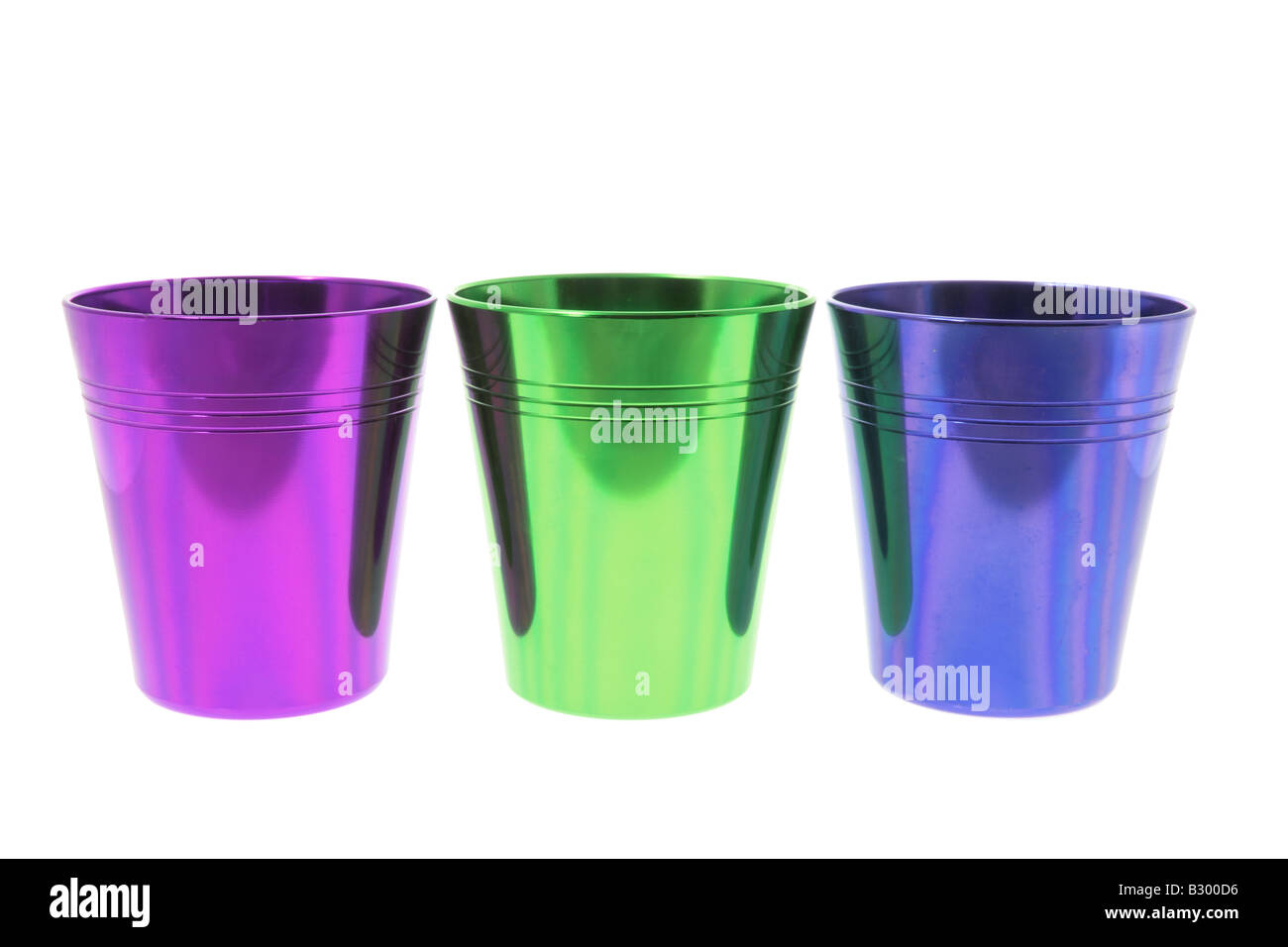 Colored Tin Cups Stock Photo