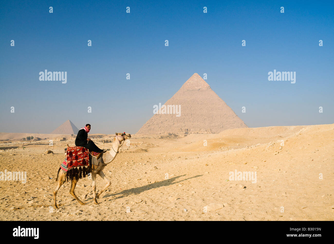 Camel Rider by Pyramid of Khafre Giza, Egypt Stock Photo - Alamy