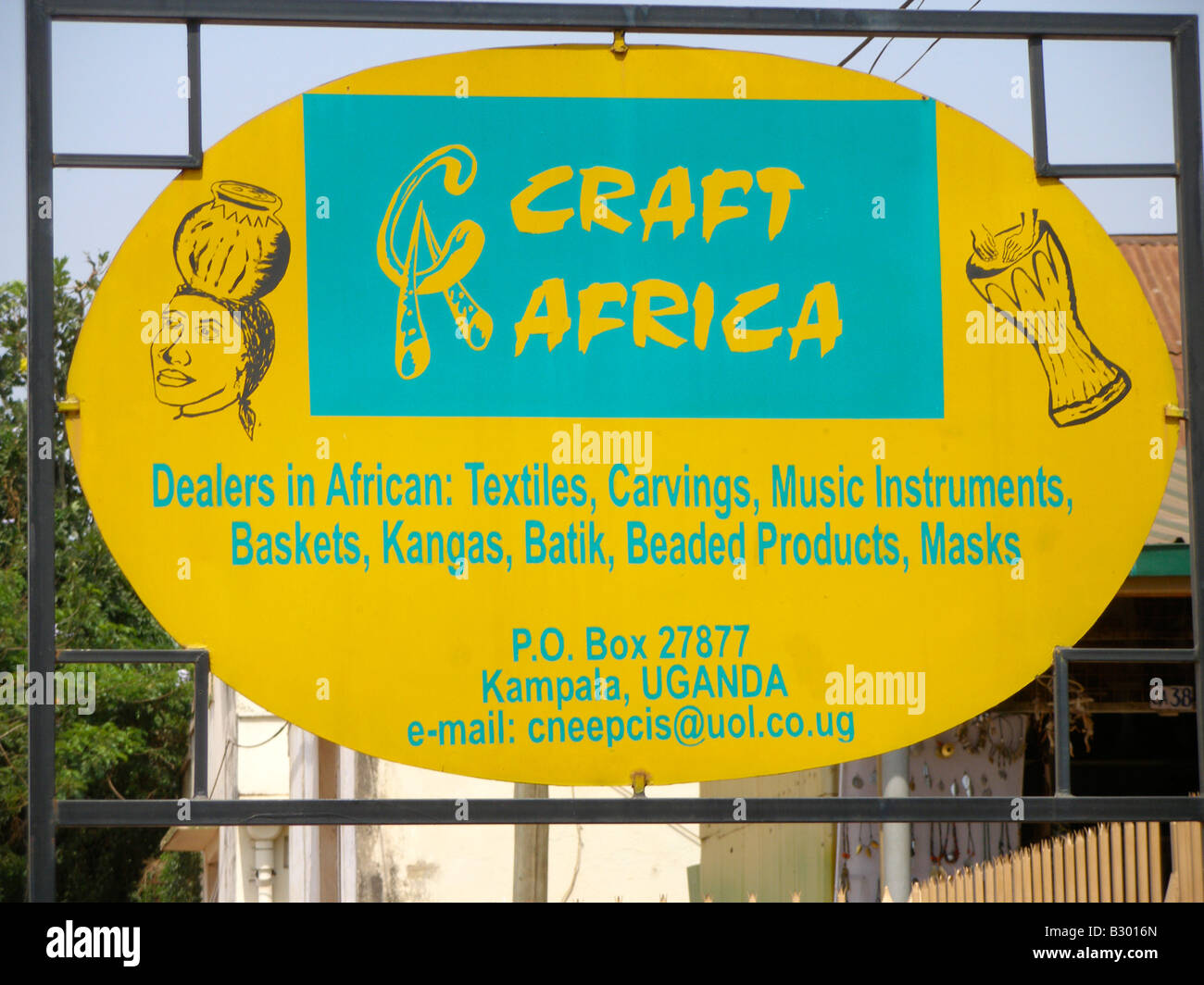 A signboard for Craft Africa, a cooperative of art and craft shops in