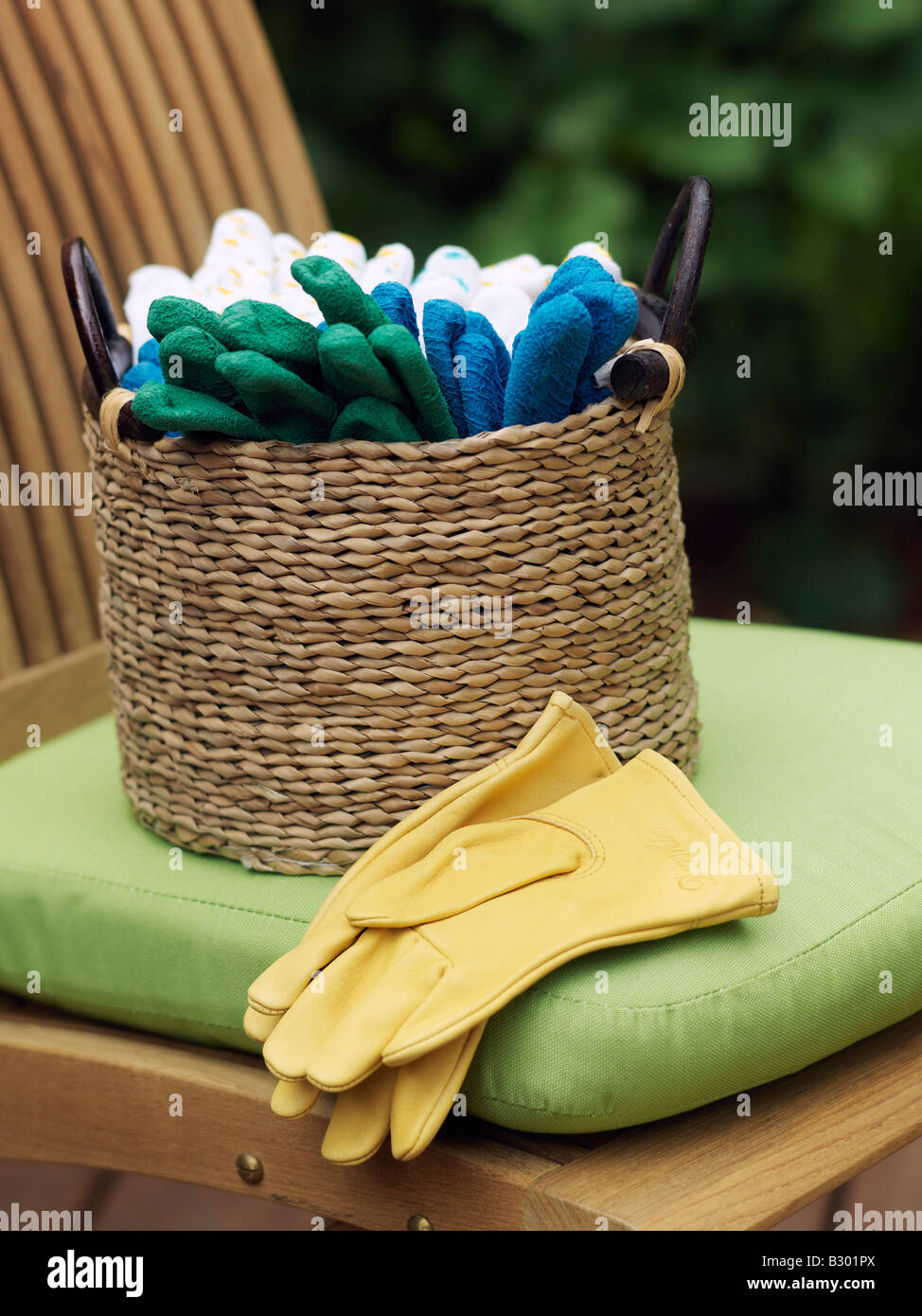 Basket Of Gardening Gloves On Chair Stock Photo Alamy basket-of-gardening-gloves-on-chair-stock-photo-alamy