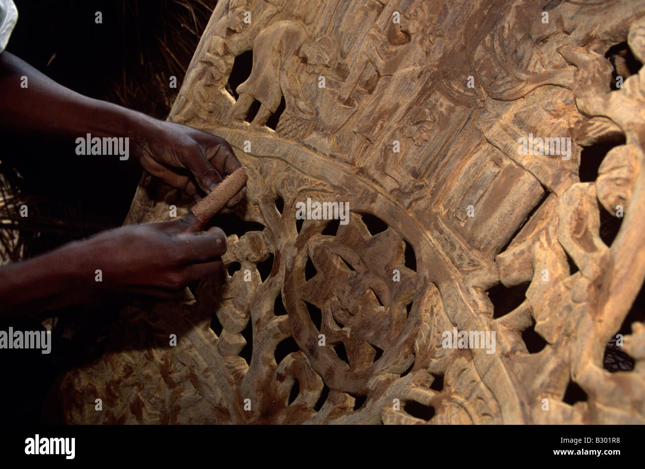 Wood carving in Malawi Stock Photo Alamy