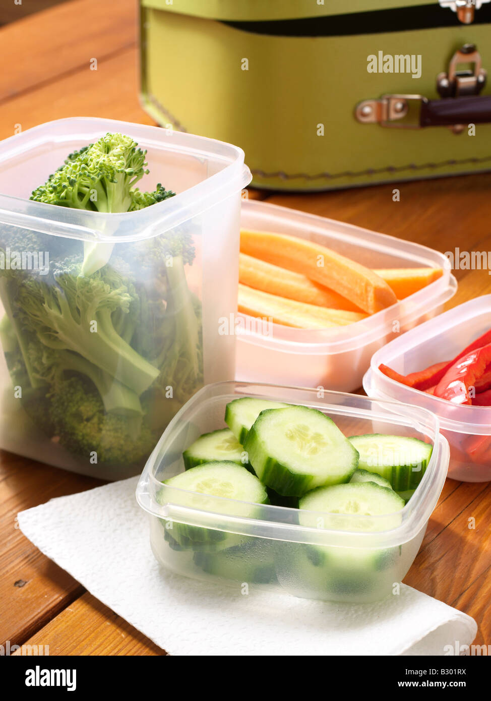 Cut Vegetables in Plastic Containers Stock Photo Alamy