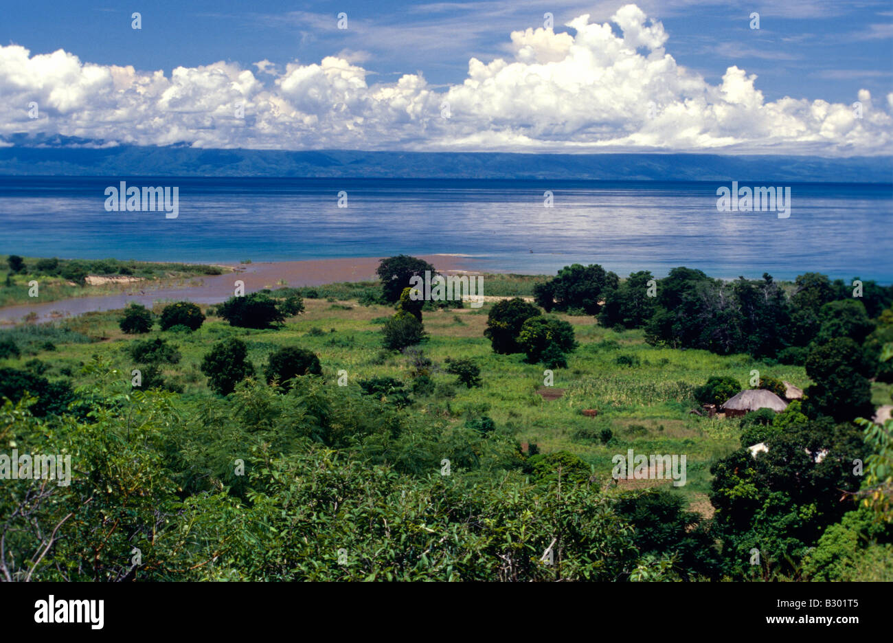 Scenic view of calm and tranquil Lake Malawi. Mozambique. Stock Photo