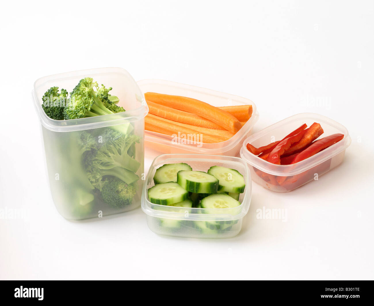 Cut Vegetables in Plastic Containers Stock Photo Alamy