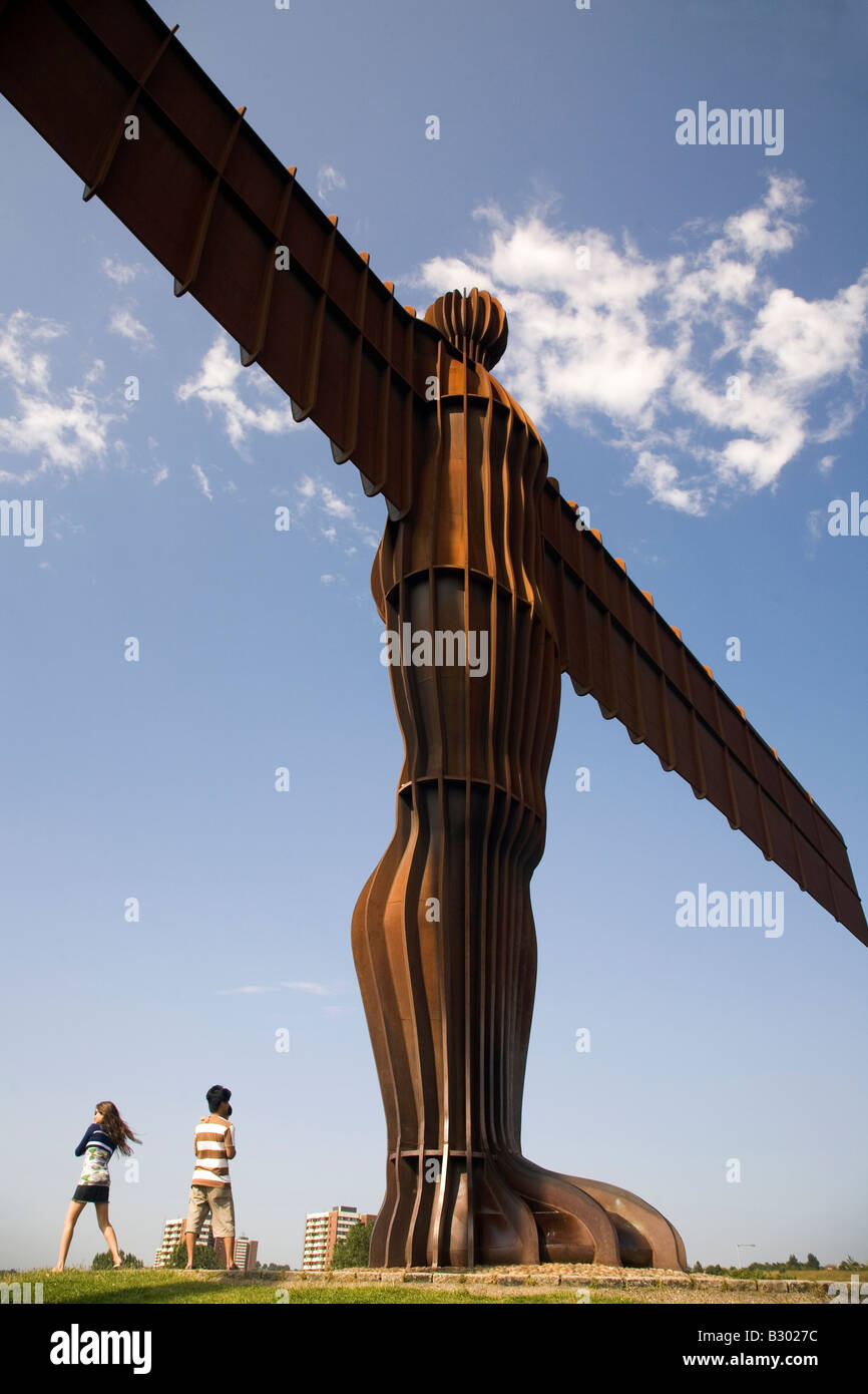 The Angel of the North. The sculpture is by Anthony Gormley and located in Gateshead, England. Stock Photo