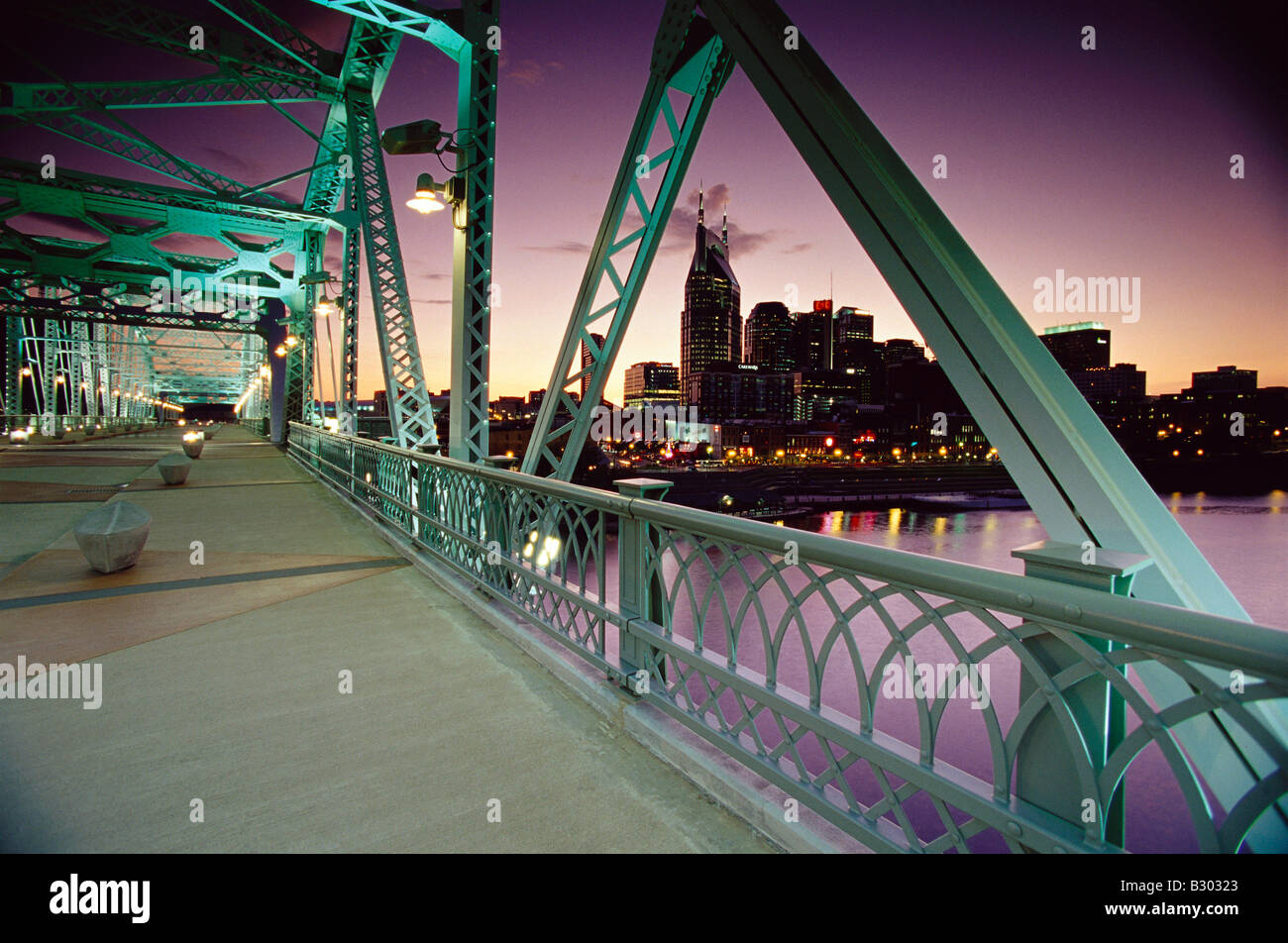 Cityscape from Bridge, Nashville, Tennessee, USA Stock Photo