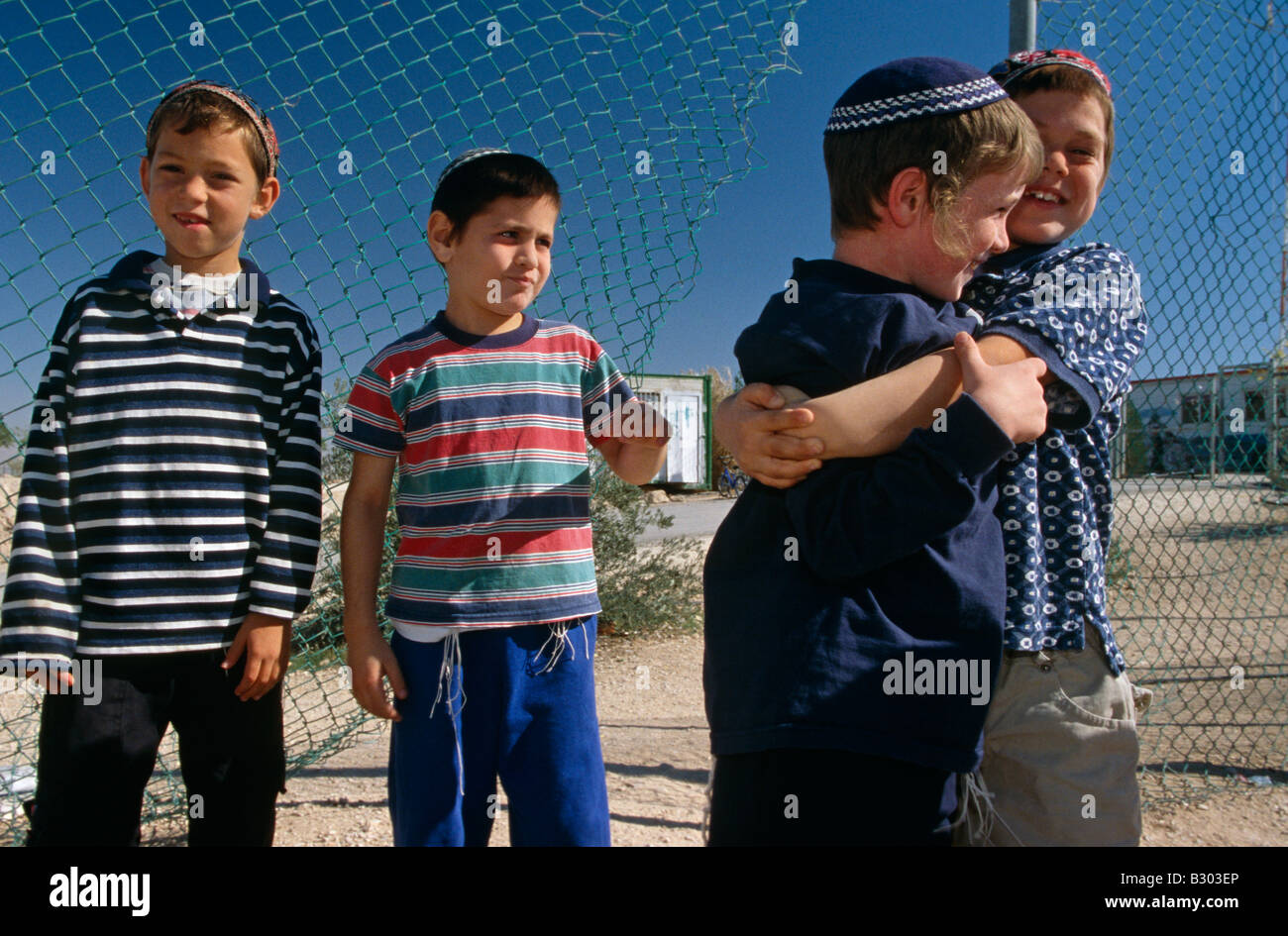 Young Jewish settlers in West Bank, Palestine. Stock Photo