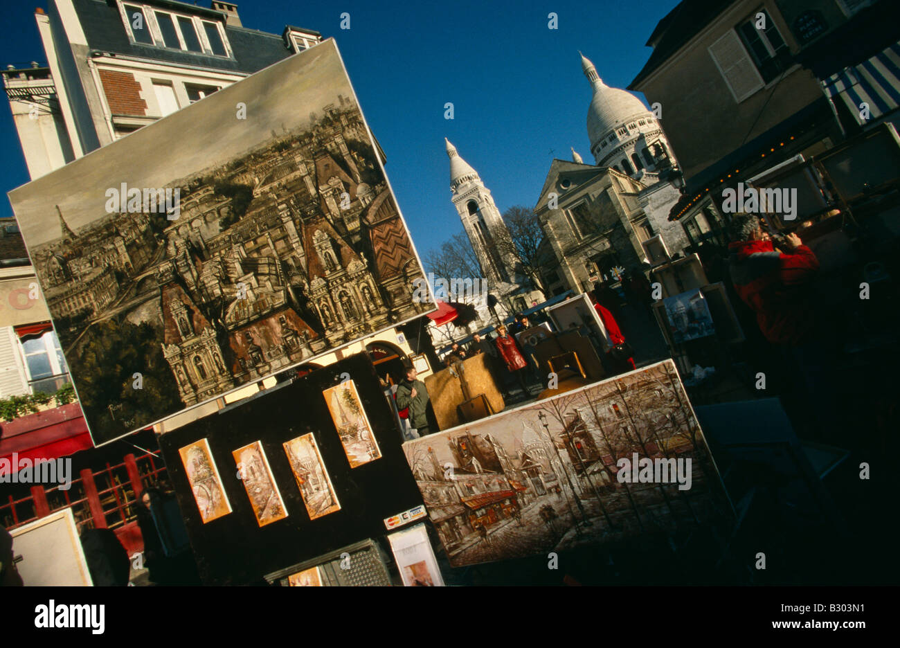 Paintings for sale in Montmartre, Paris Stock Photo Alamy
