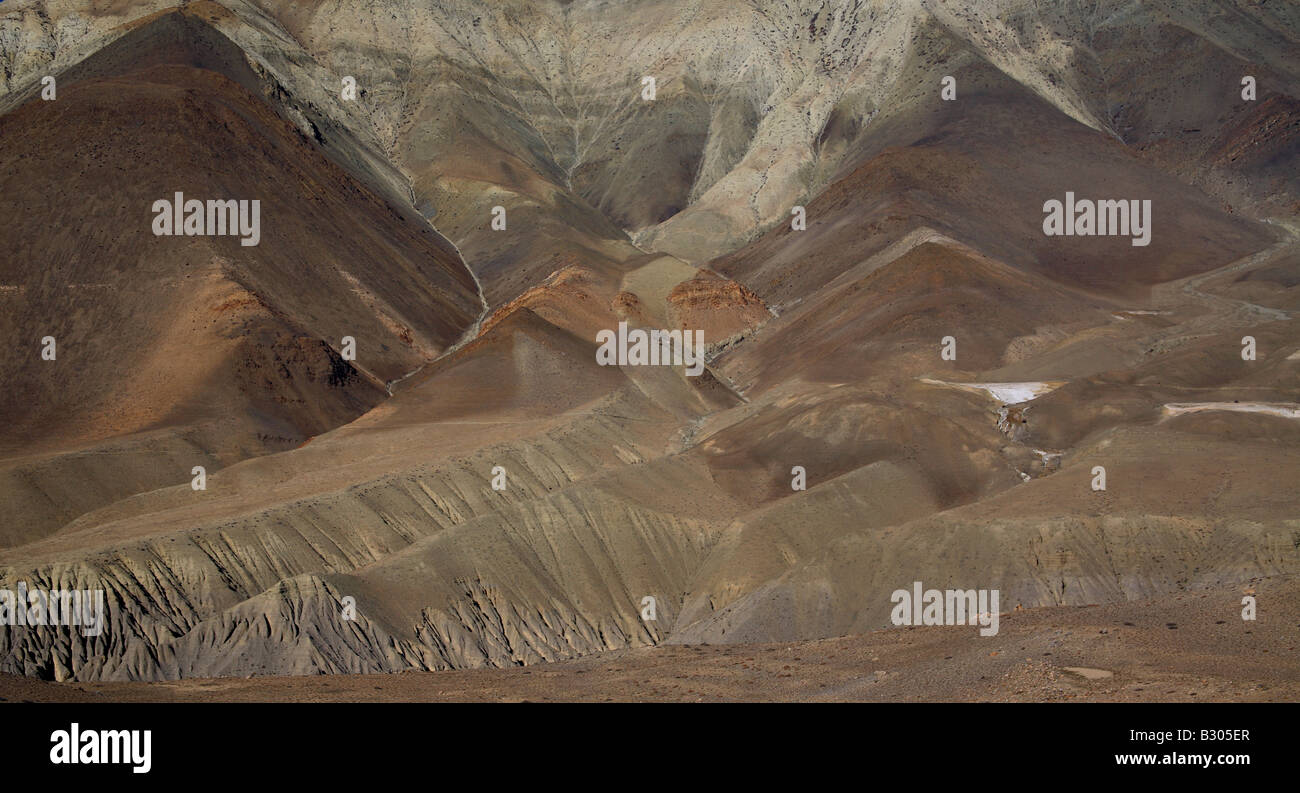 the eroded landscape of the area near Kagbeni, Annapurna region , Nepal Stock Photo