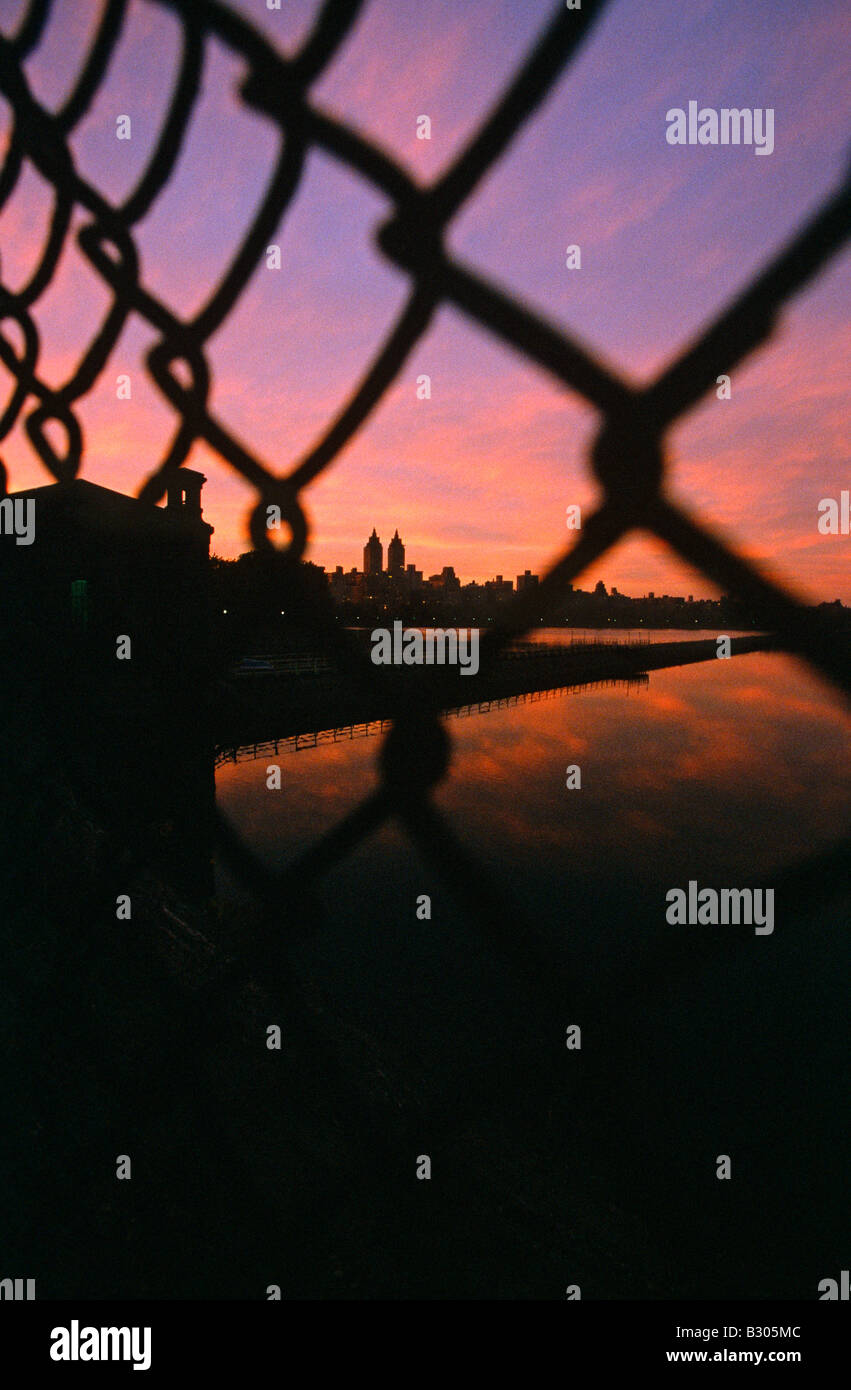 New york seen through a fence stock photo alamy