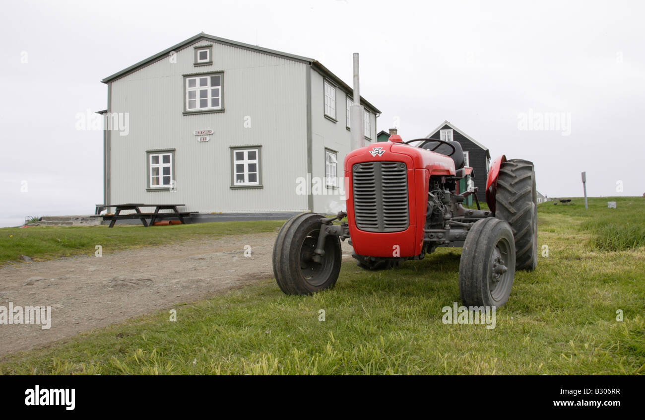 Tractor on Flatey Island Iceland Stock Photo