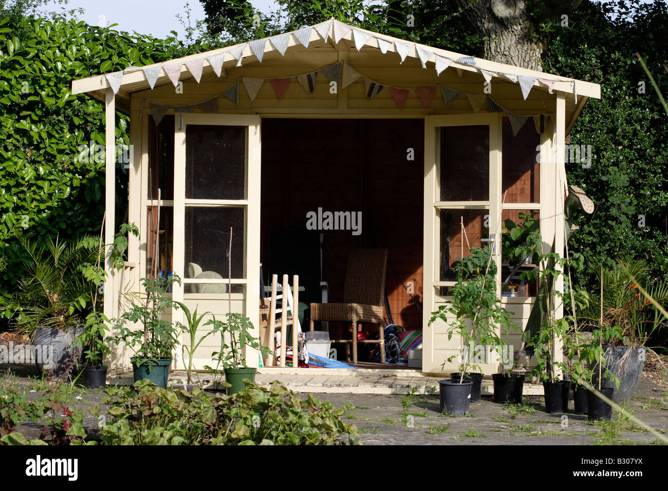 Garden summer house or shed Stock Photo