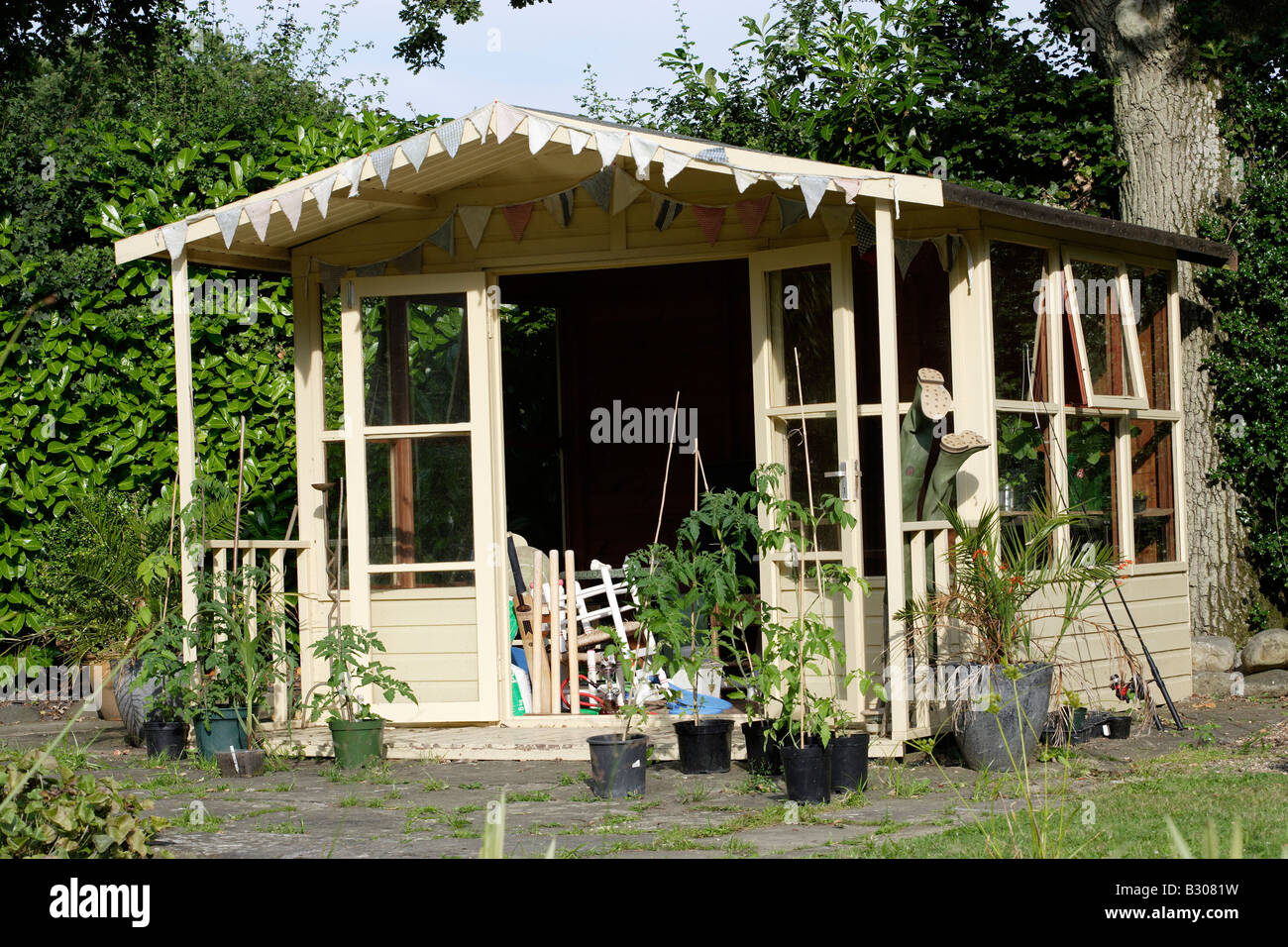 Garden summer house or shed Stock Photo
