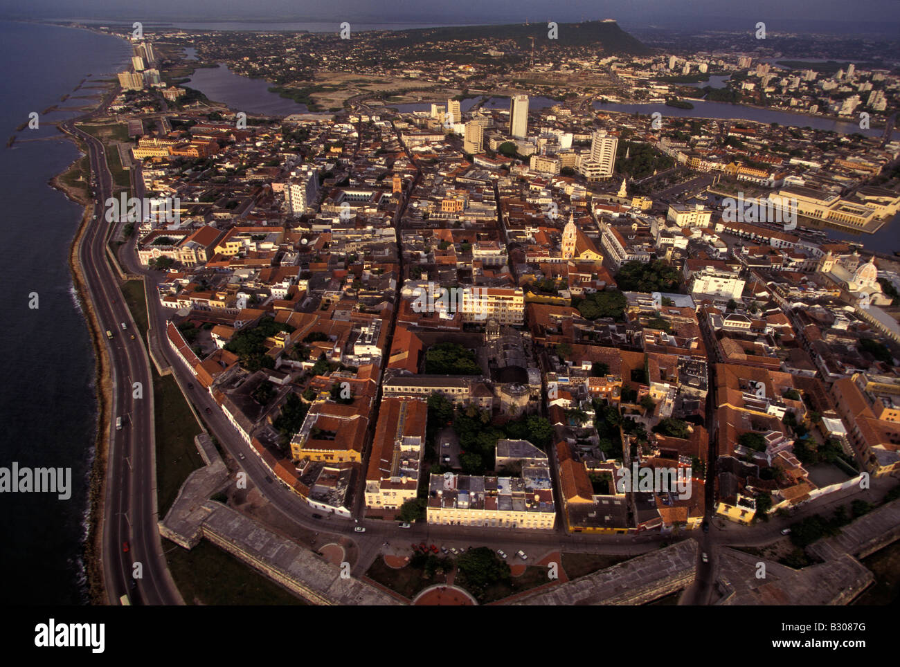Colombia Aerial view of the walled city of Cartagena Stock Photo Alamy
