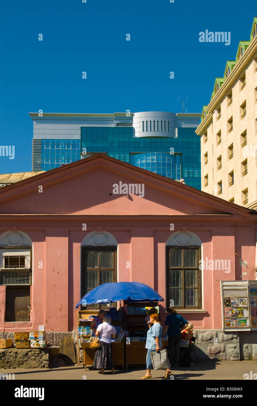 Market stall outside Piata Centrala market square in Chisnau Moldova
