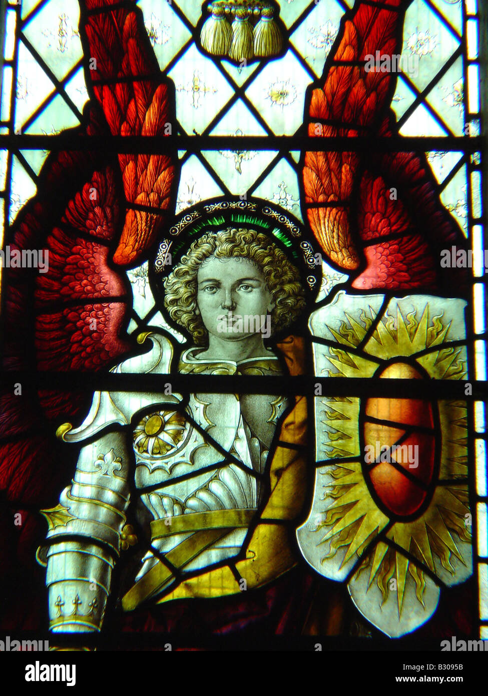 st-michael-stained-glass-window-stock-photo-alamy