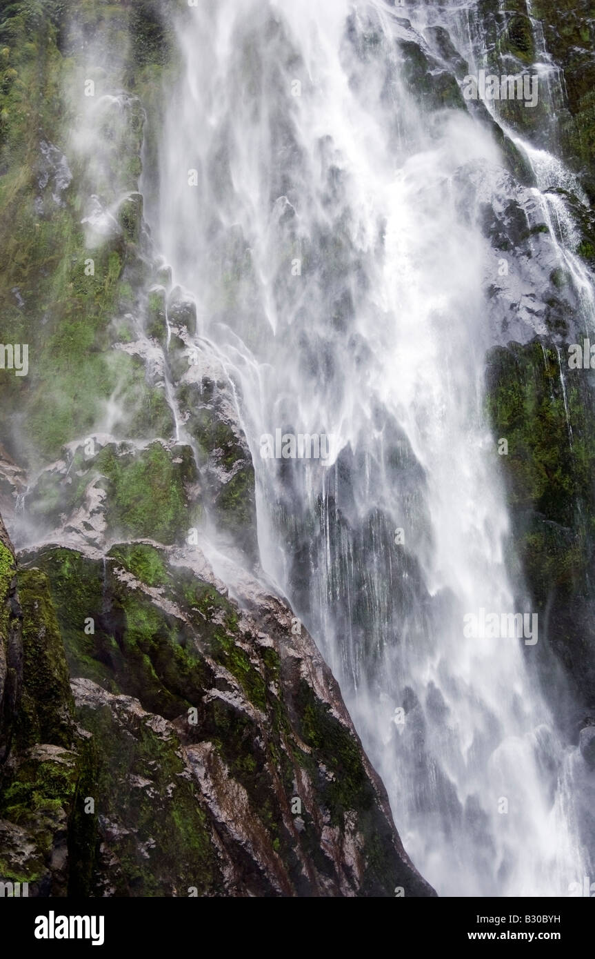 Elemental power, Stirling falls, Milford Sound, NZ Stock Photo