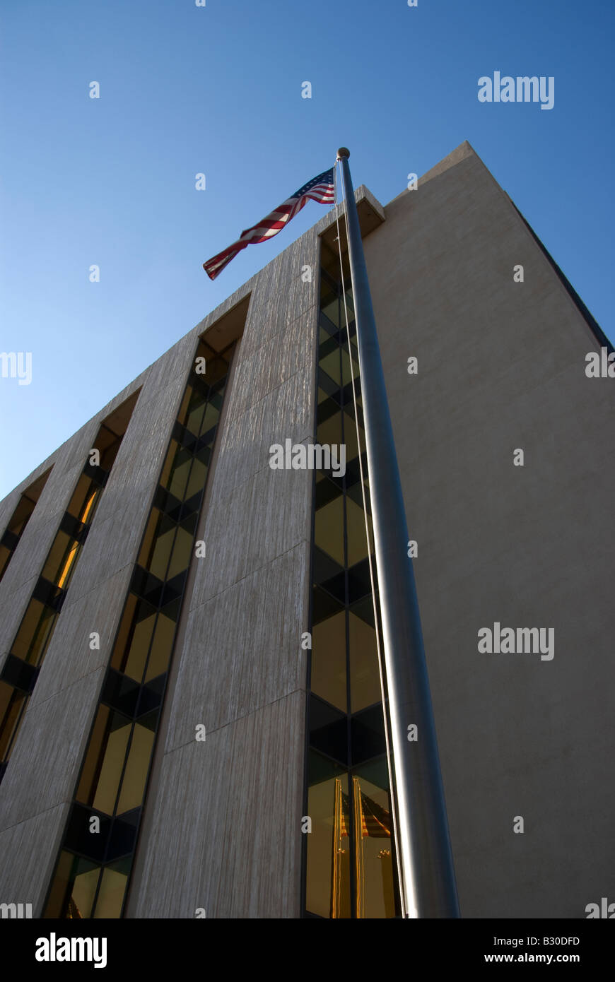 The US flag flying outside the Bank of America in Albuquerque Stock Photo