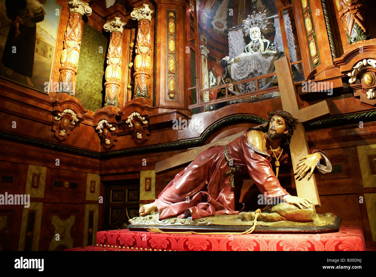 Wooden Sculpture Of Jesus In A Church Madrid
