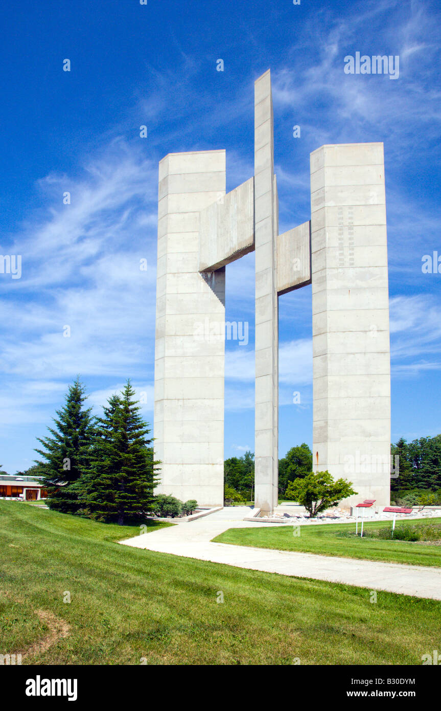 Twin Peace Towers straddling the border of Manitoba and North Dakota at the International Peace