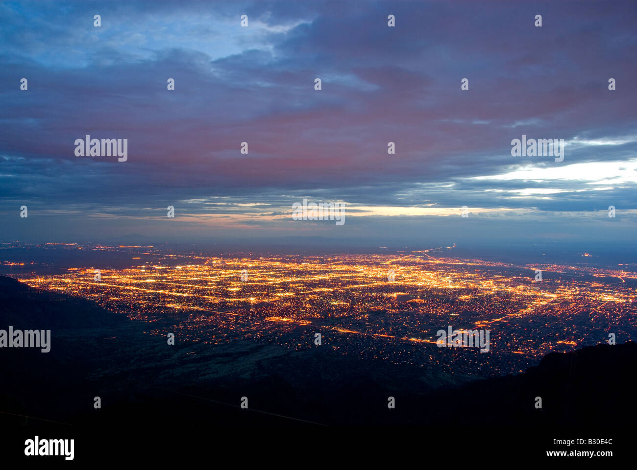 A nighttime view of the Albuquerque from the Sandia Peak Stock Photo