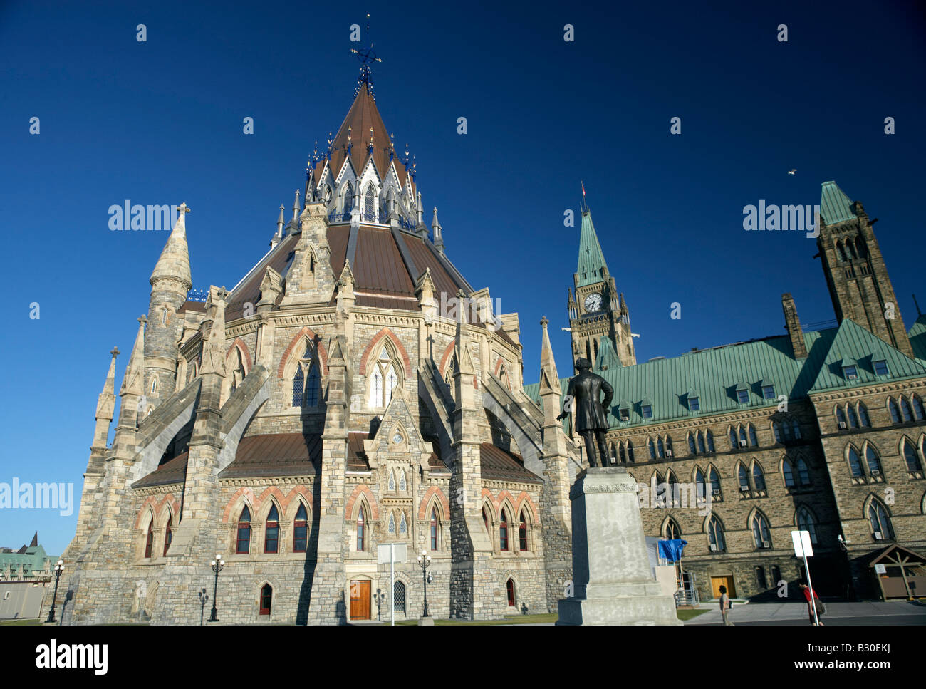 Library of Parliament and Parliament Building in Ottawa, Canada Stock Photo