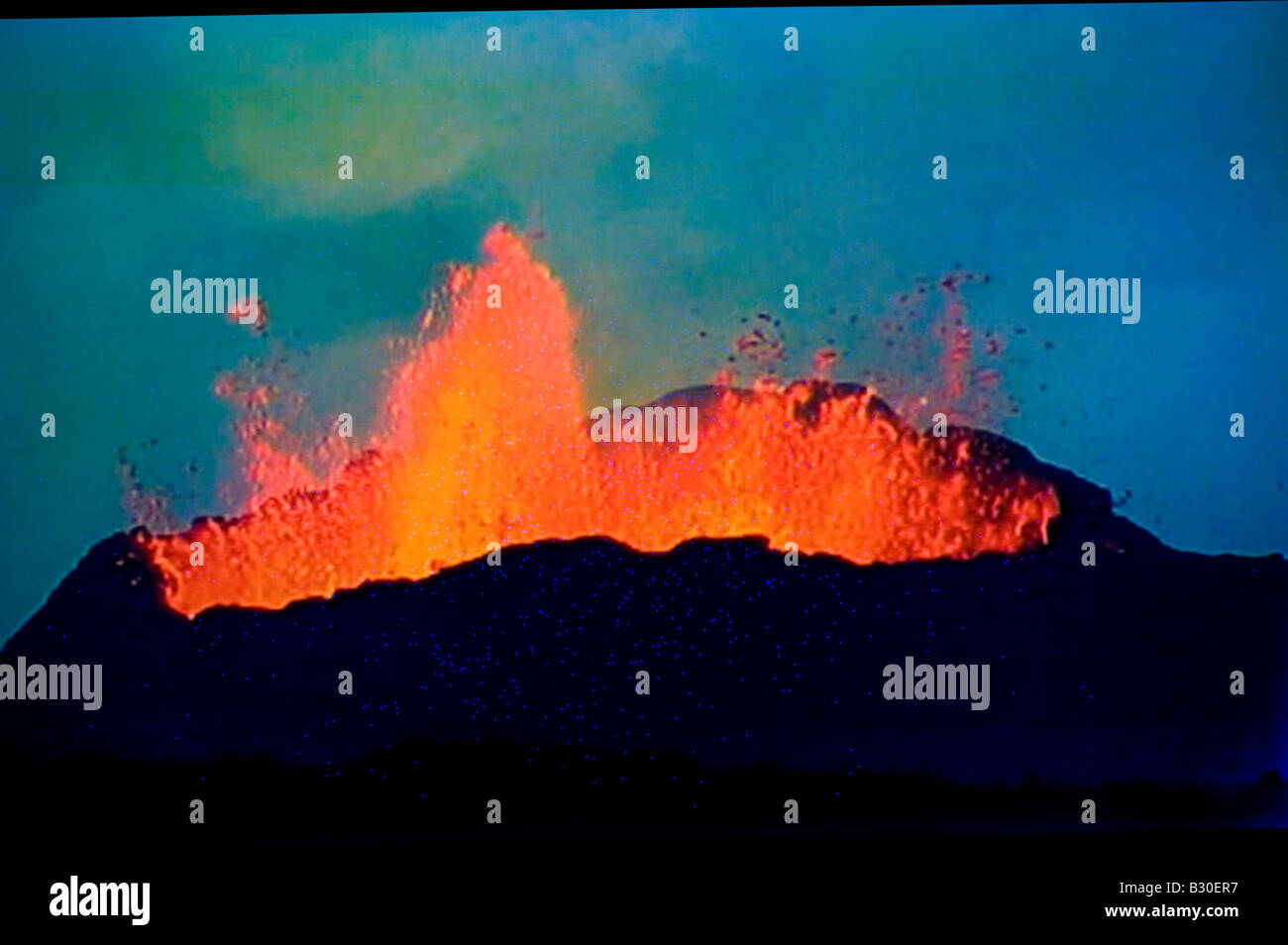 erupting volcano Stock Photo