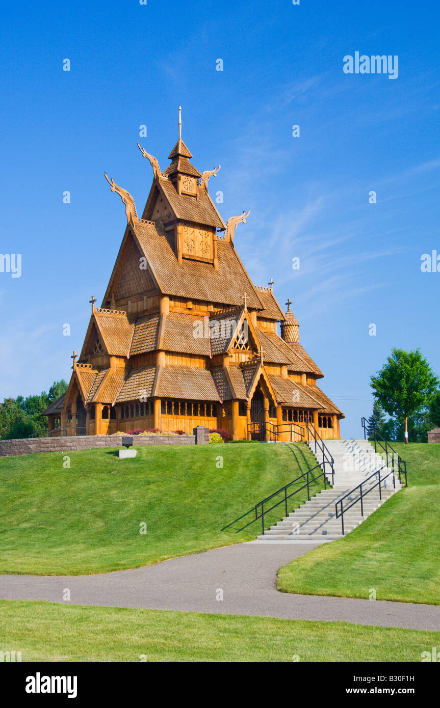 A full size replica of a Stav church at the Scandinavian Heritage Center in Minot North Dakota USA Stock Photo