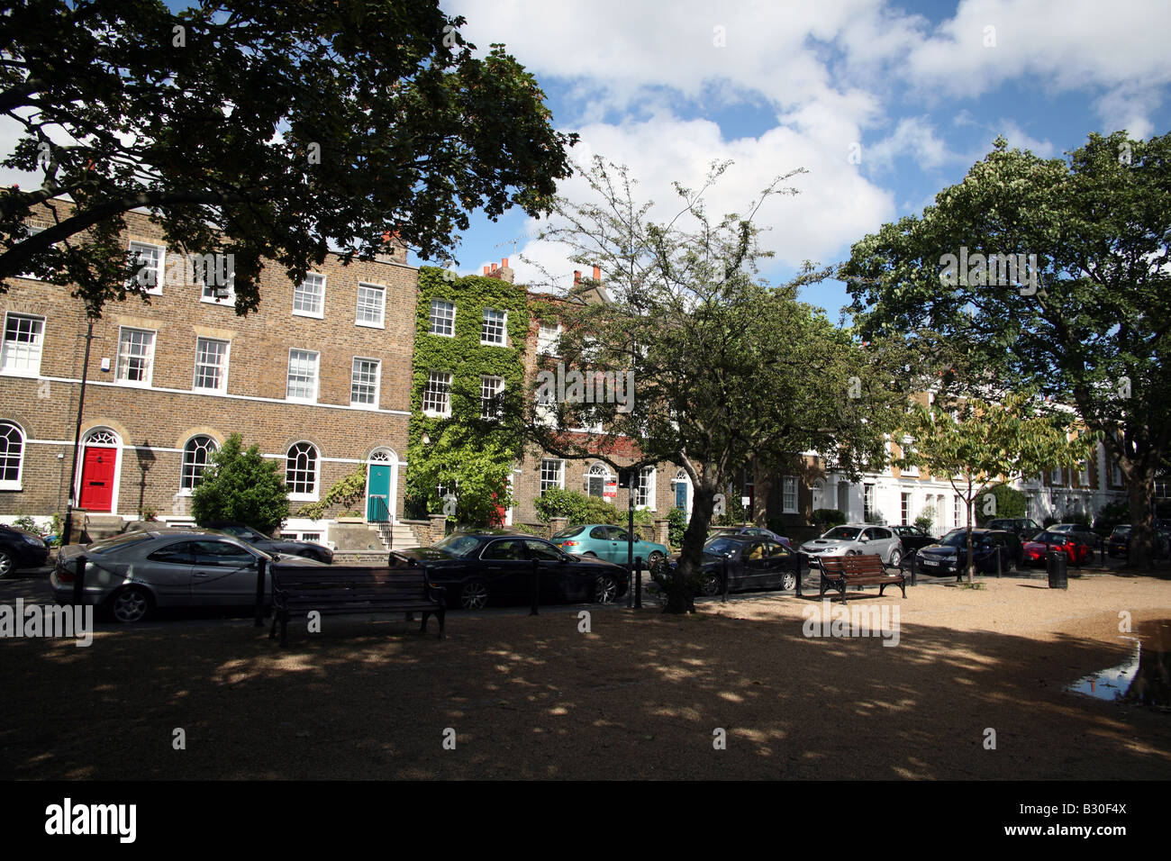 Detail of Cleaver Square in Kennington, South London, home of some MPs