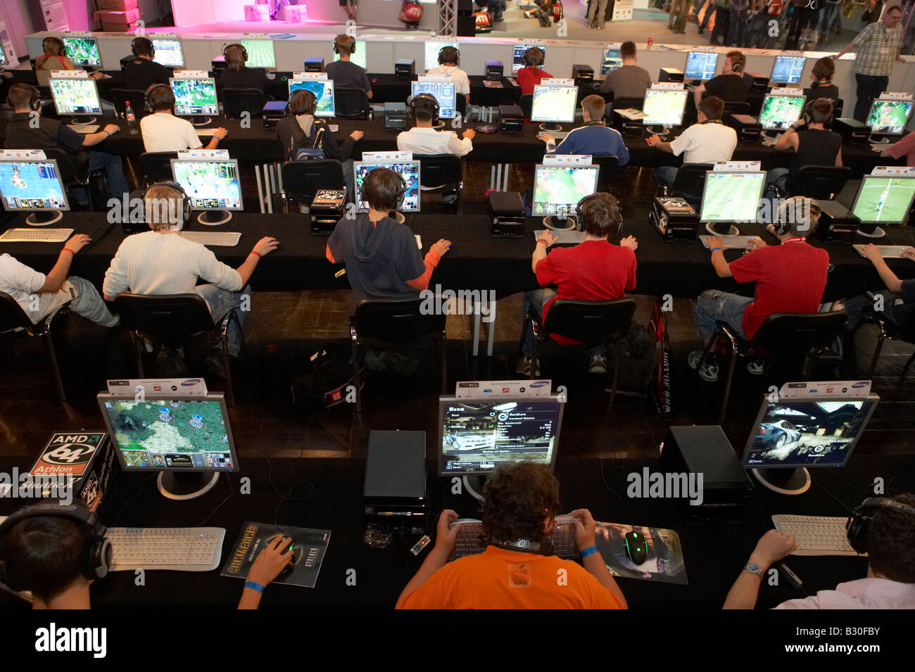 Participants of the World Cyber Games at the Games Convention in Leipzig, Germany Stock Photo