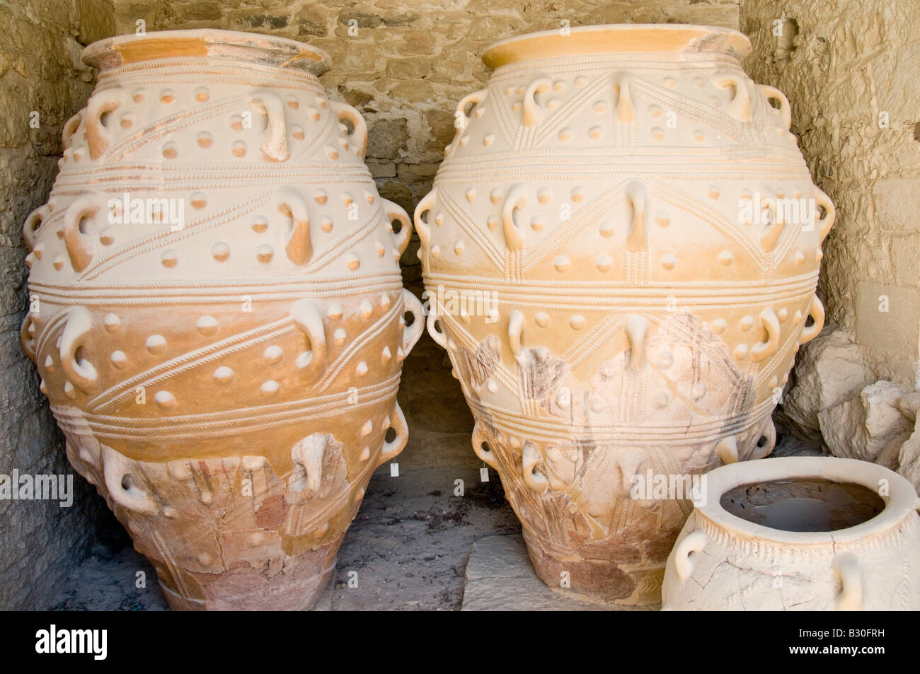Knossos, Crete, Greece. Minoan Archaeological Site. Giant Pithoi clay