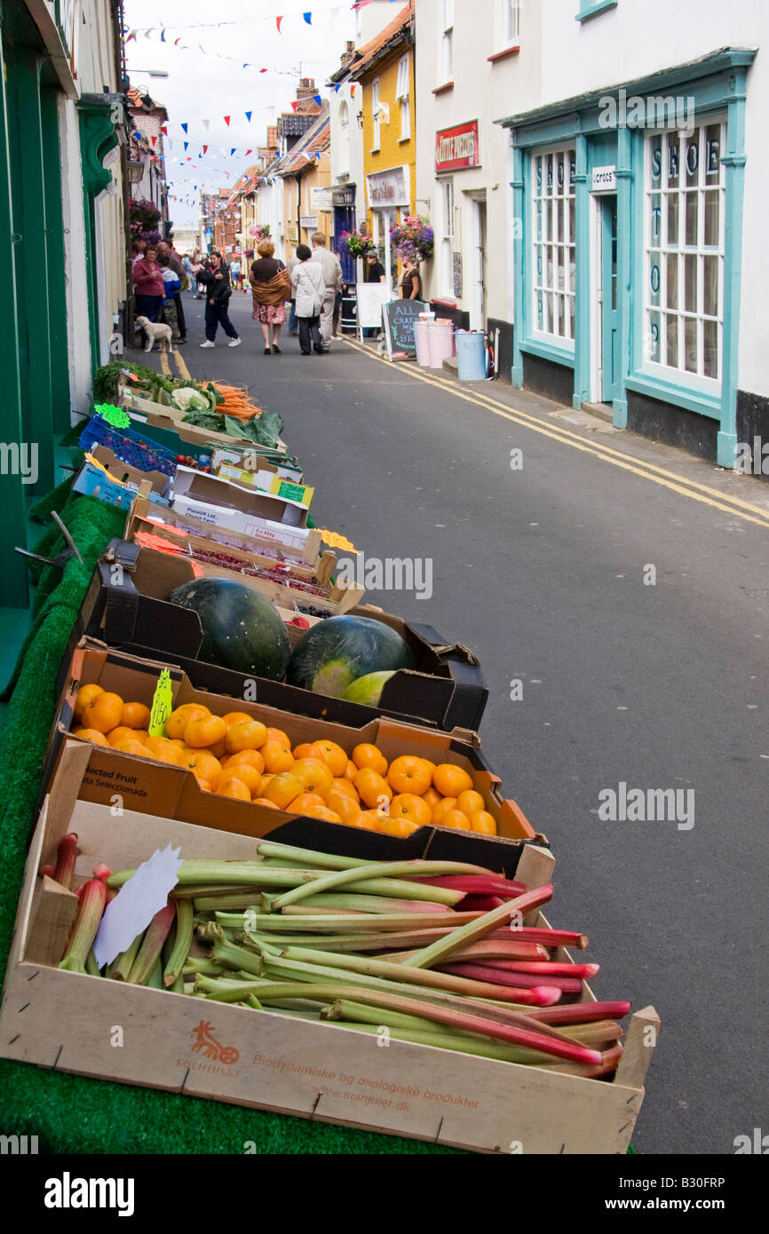 Vegetables and fruit for sale in Wells Next the Sea, Norfolk, England. Stock Photo