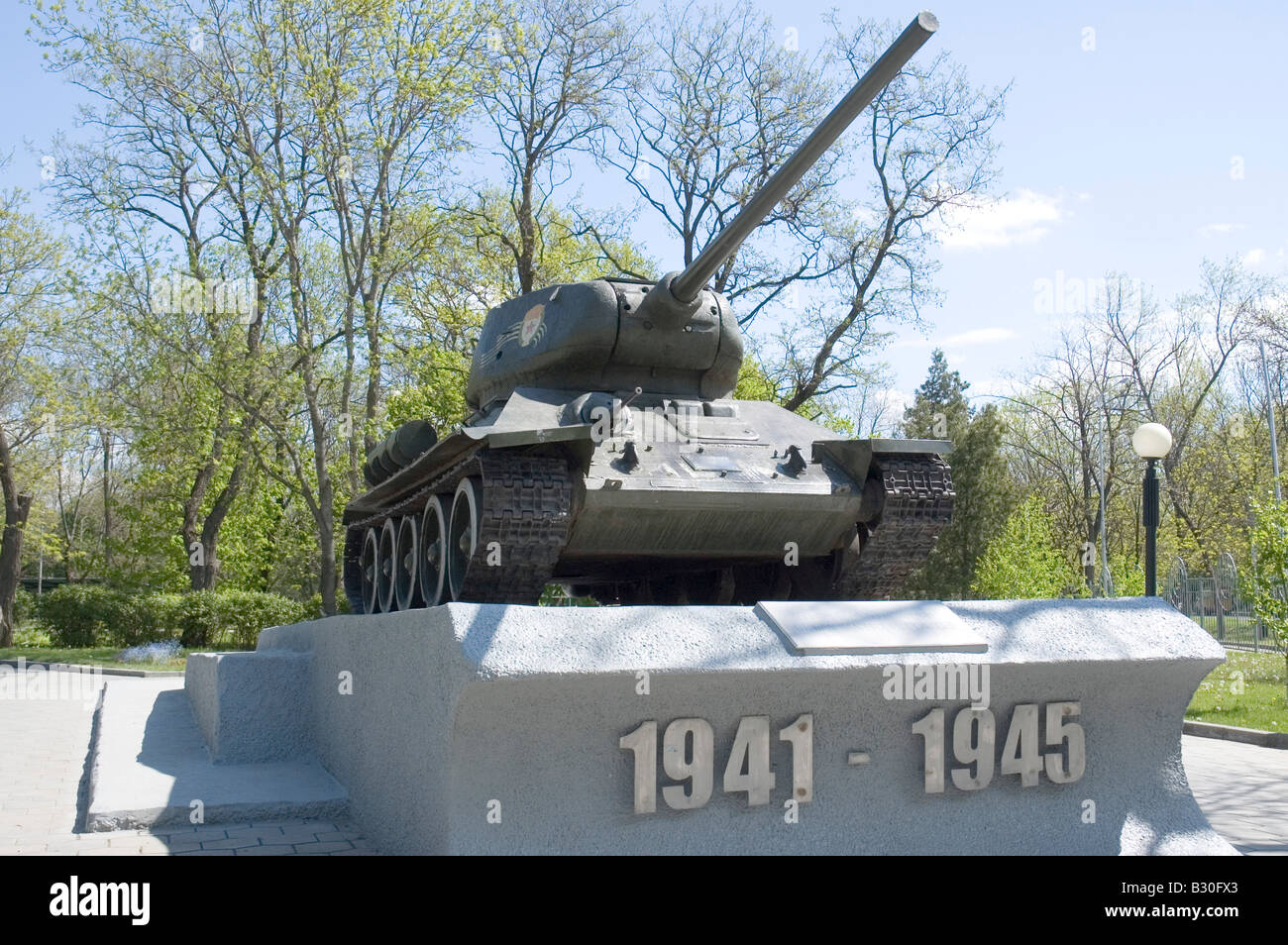 Soviet war tank in Georgievsk Russia Stock Photo