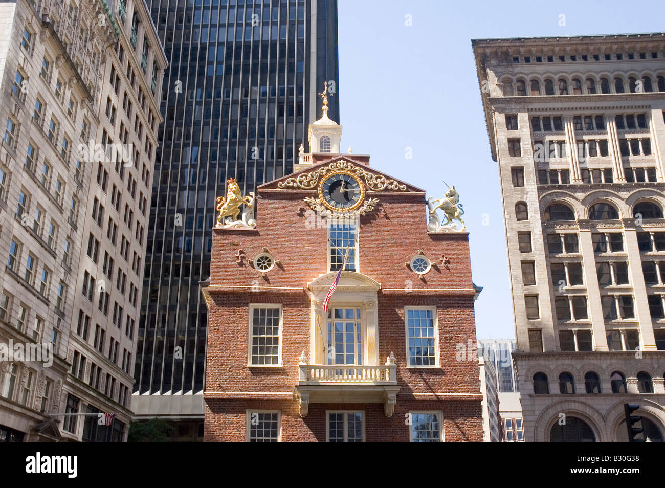 The old State House on State Street in Boston Massachusetts USA Stock Photo
