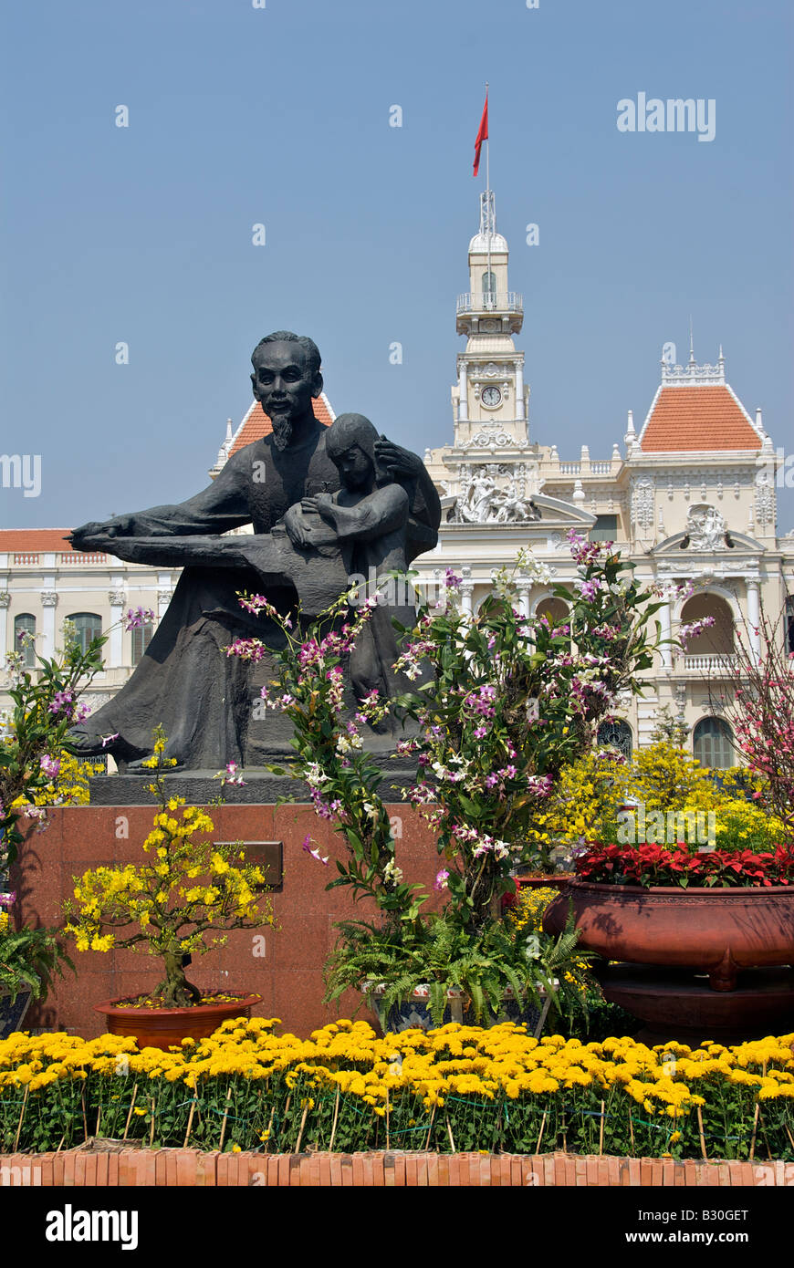 Statue of Ho Chi Minh Nguyen Hue Saigon Vietnam Stock Photo