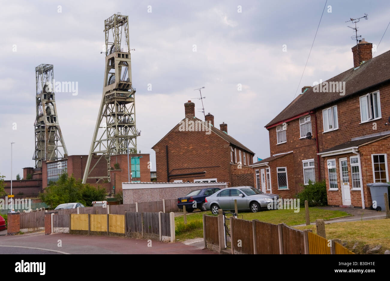 Clipstone colliery viewed over village houses in the process of being