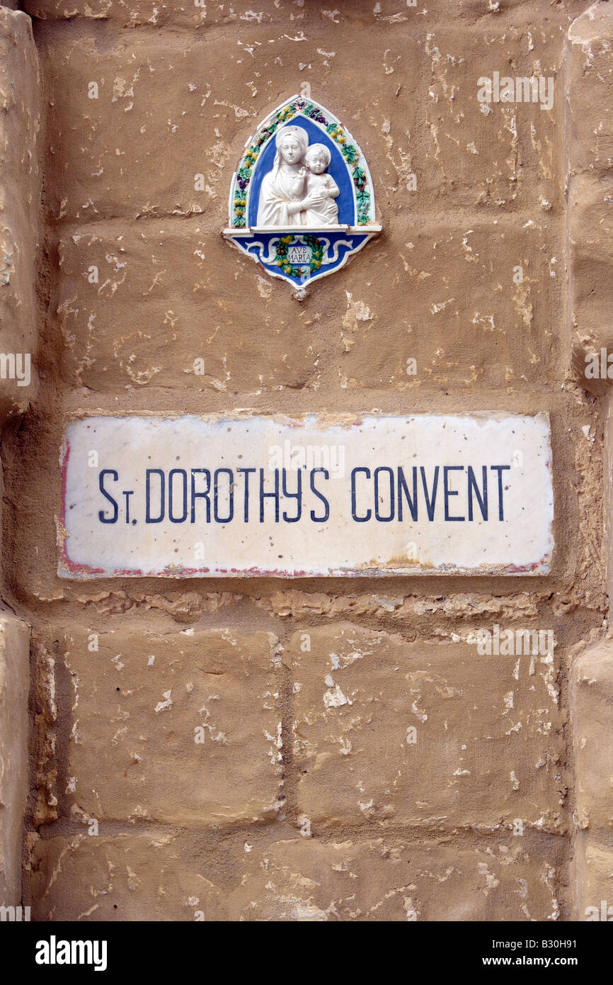Plaque St Dorothy's Convent, Mdina, Malta Stock Photo Alamy