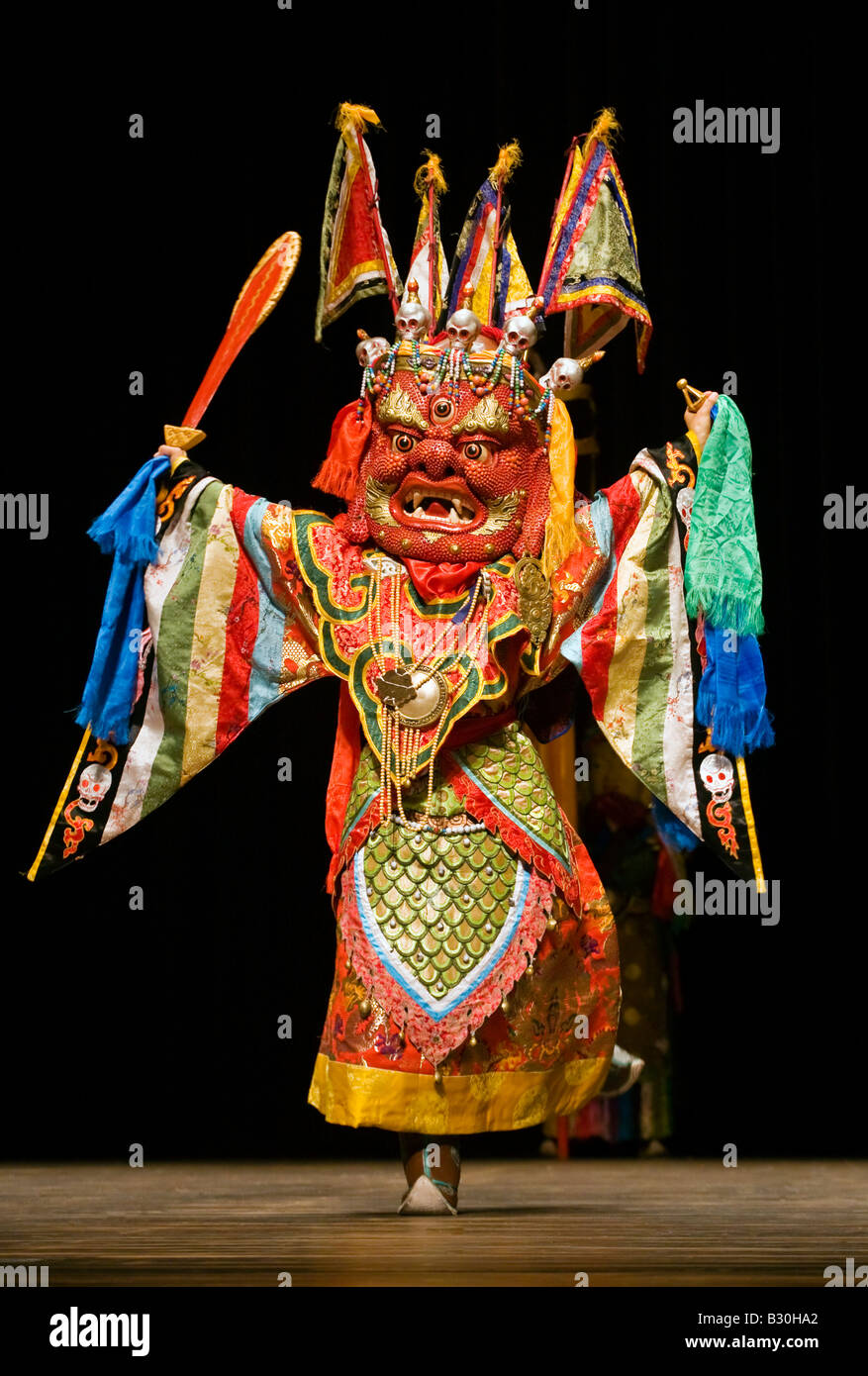 MONGOLIAN DANCER at a DALAI LAMA teaching in 2007 sponsored by KUMBUM CHAMTSE LING the TIBETAN CULTURAL CENTER BLOOMINGTON Stock Photo