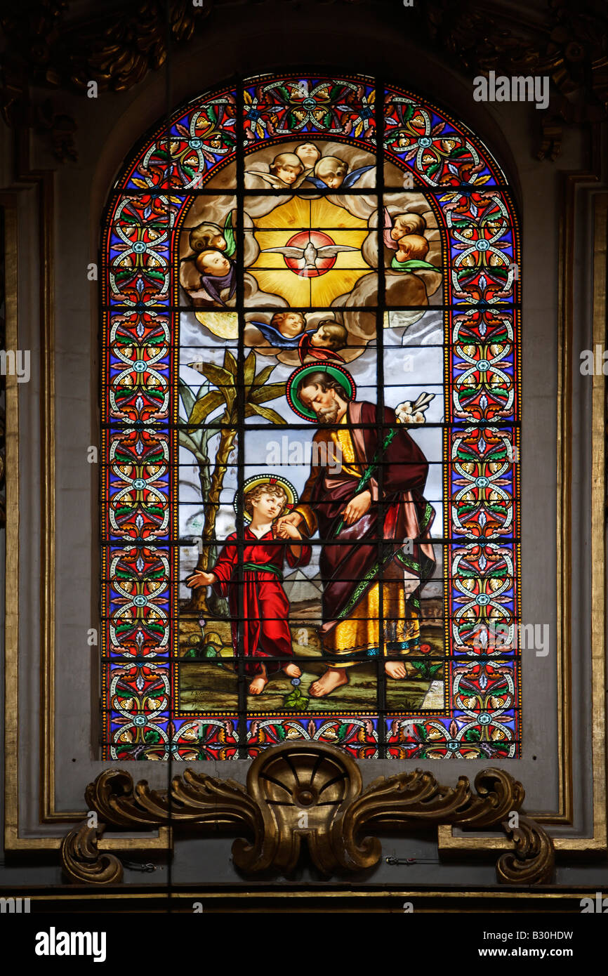 Stained Glass Window St Paul S Cathedral Mdina Malta Stock Photo Alamy