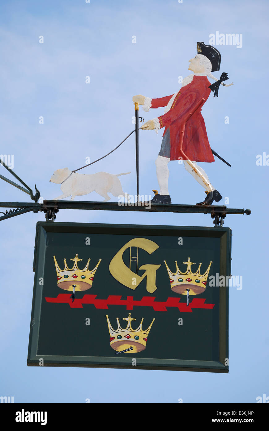 The George Hotel sign, High Street, Colchester, Essex, England, United Kingdom Stock Photo