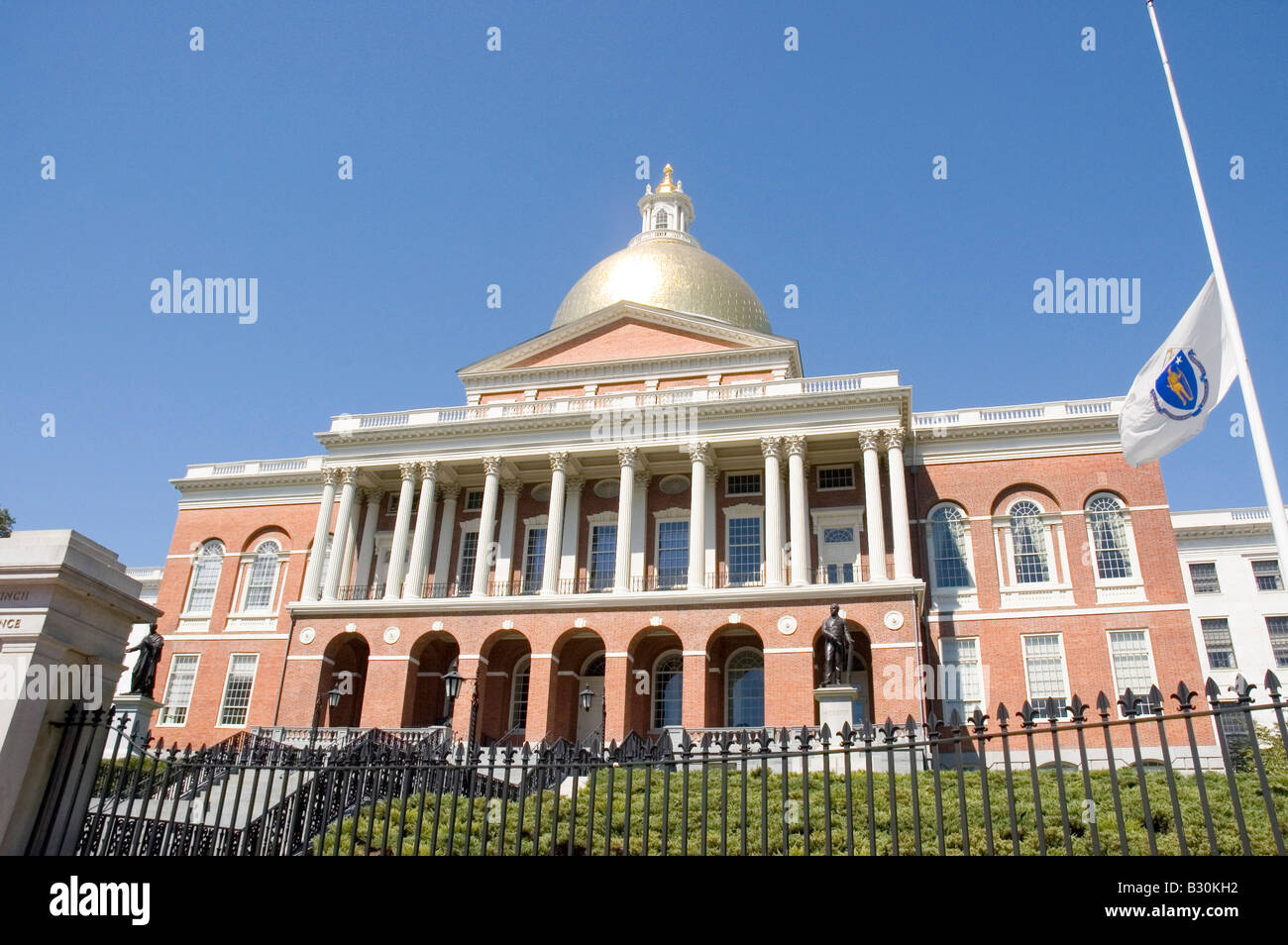 Massachusetts Statehouse on Beacon Hill in Boston Stock Photo