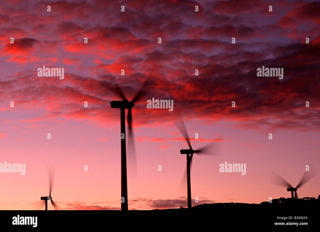 Wind Turbines at Sunset Stock Photo - Alamy