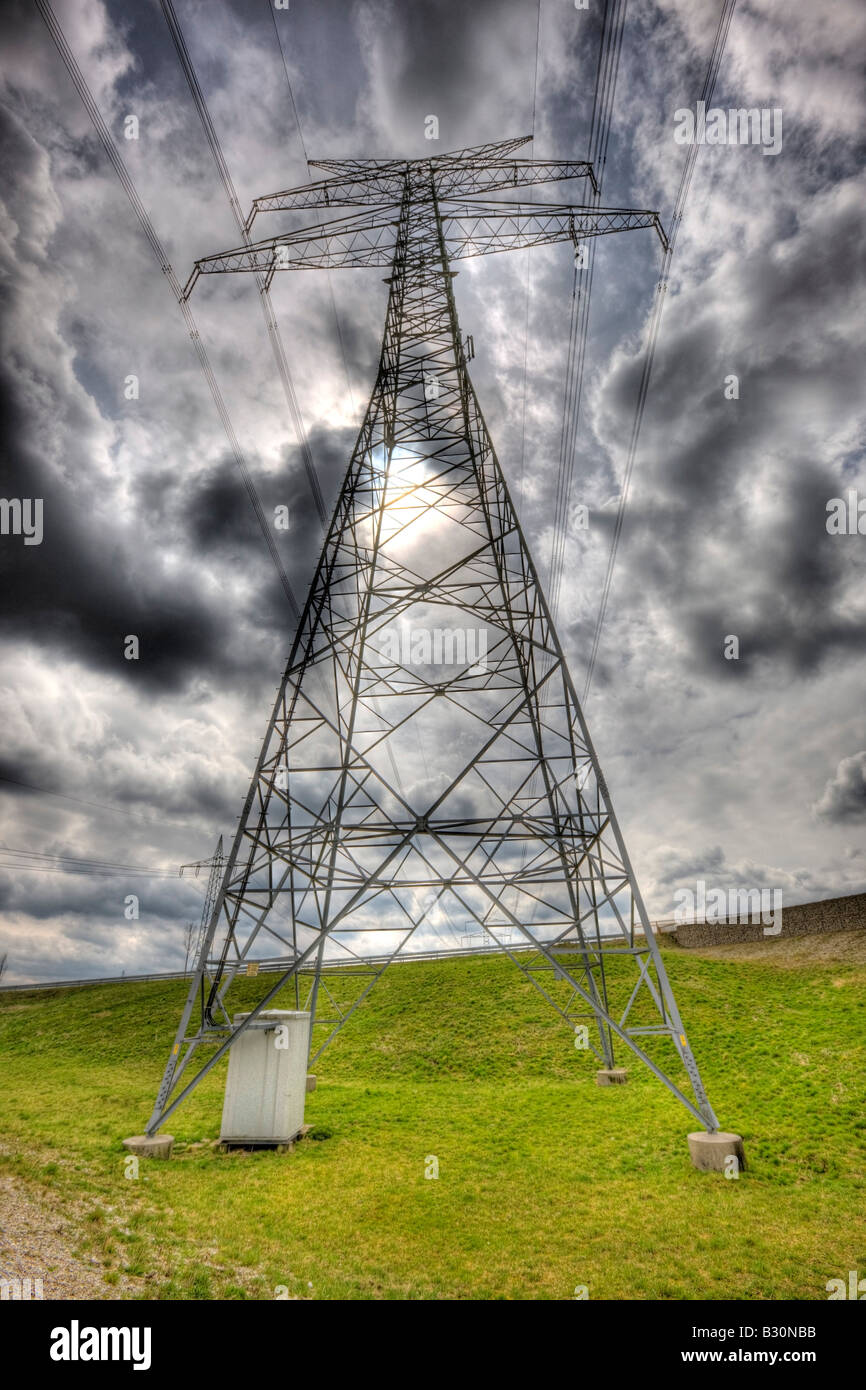 Cloudy Sky and Electricity Pylon Germany Munich Bavaria Stock Photo - Alamy