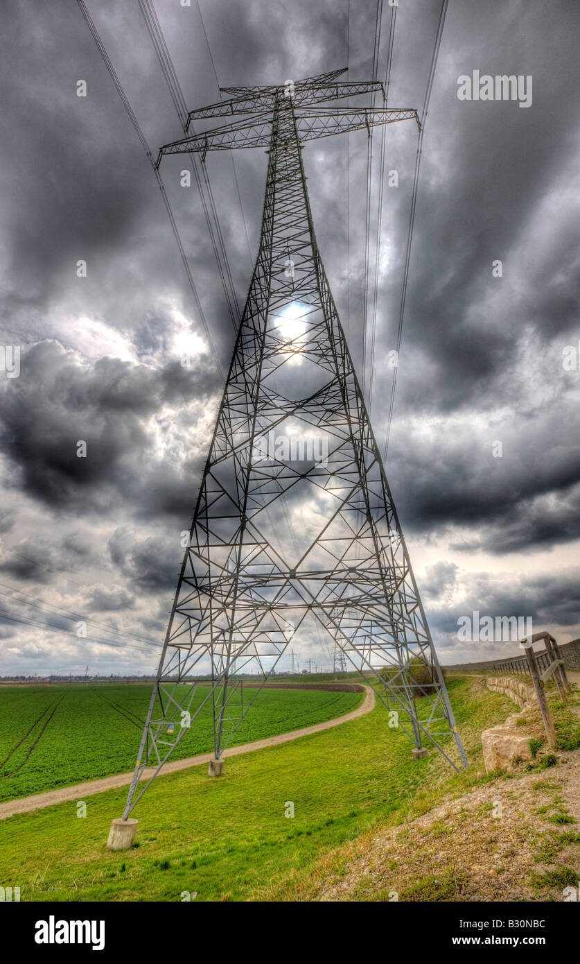 Cloudy Sky and Electricity Pylon Germany Munich Bavaria Stock Photo - Alamy