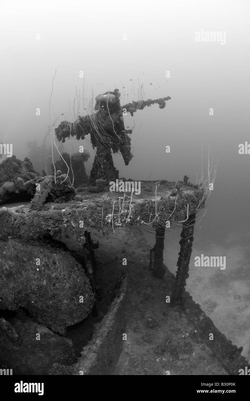 Anti Aircraft Machine Gun at Destroyer USS Lamson Marshall Islands Bikini Atoll Micronesia Pacific Ocean Stock Photo