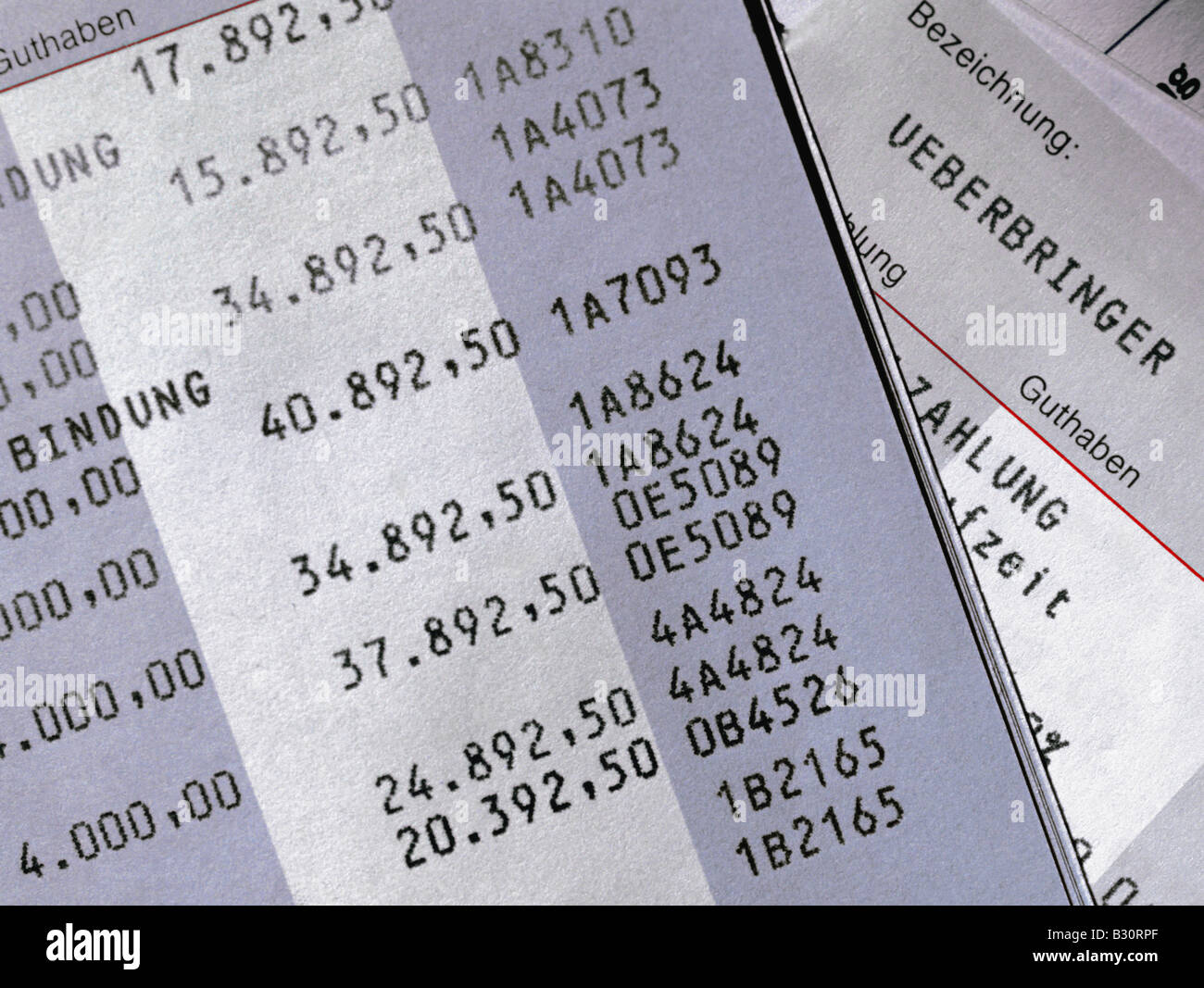Accounting lines passbook Stock Photo