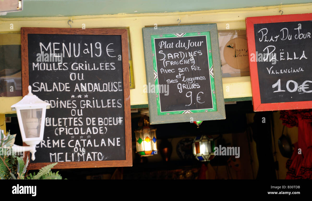 FRENCH MENU BOARDS Stock Photo