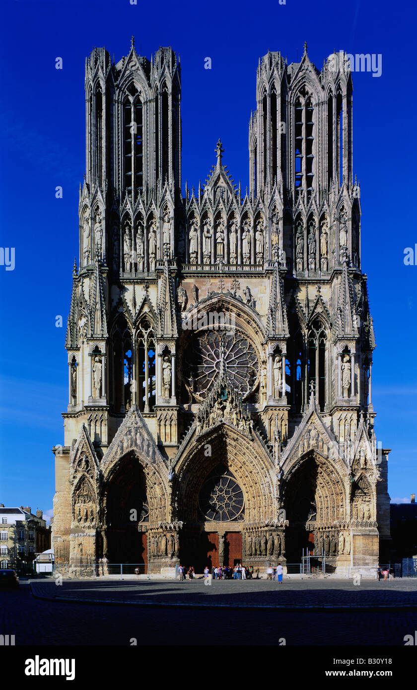 rheims reims cathedral seen from the west Stock Photo